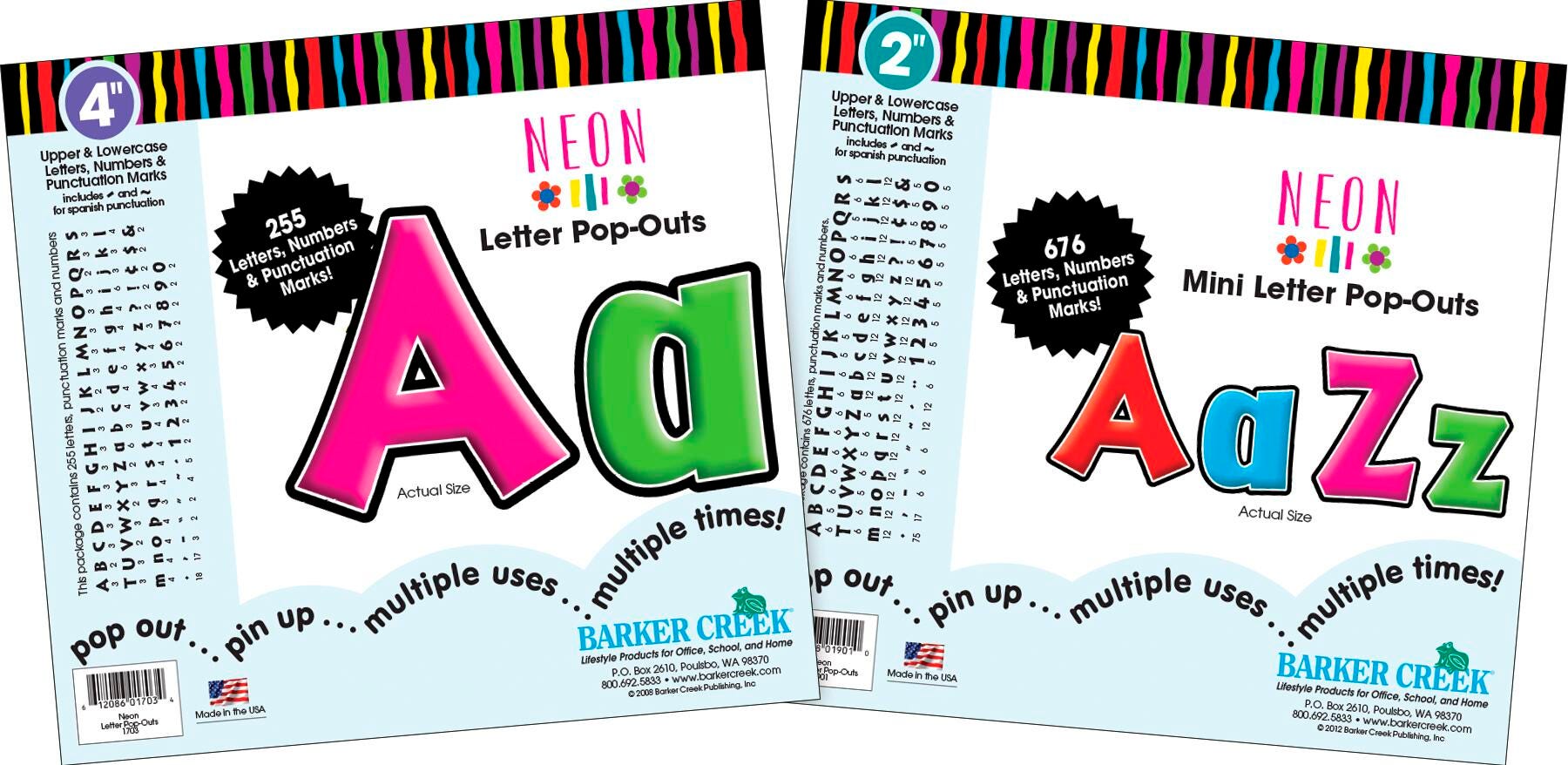 LETTERS POP OUT BARKER CREEK 2 AND 4 IN NEON