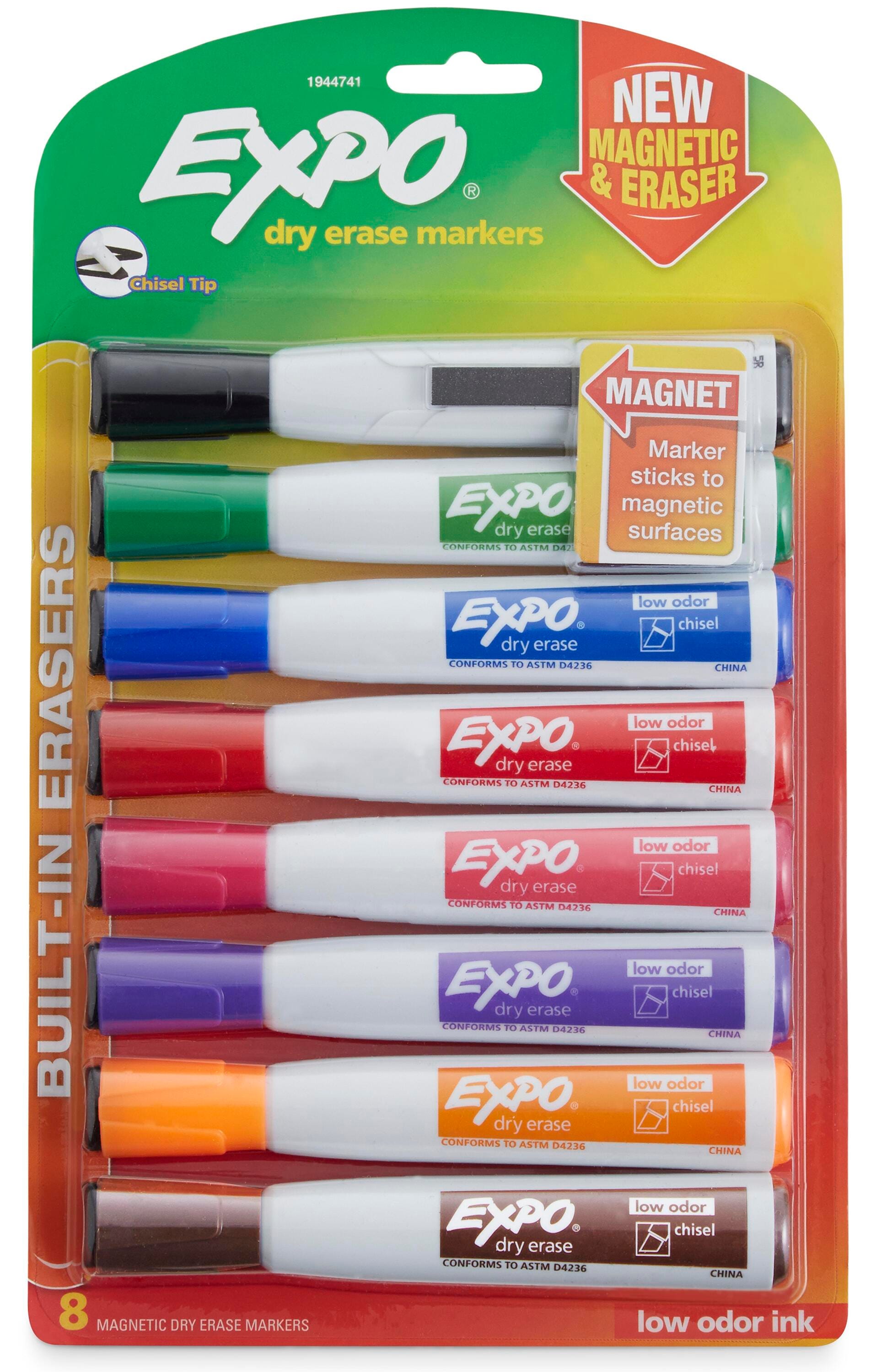MARKER DRY ERASE EXPO MAGNETIC CHISEL ASST SET OF 8