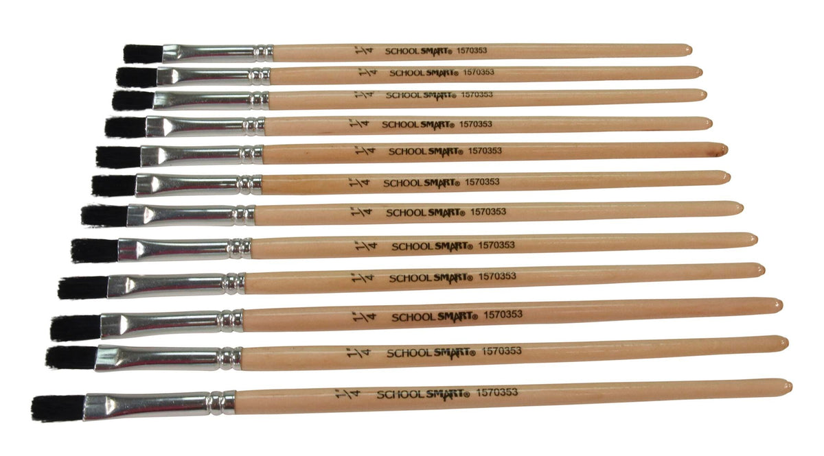 BRUSH BLK BRISTLE SH FLAT 1/4 IN - SCHOOL SMART PACK OF 12