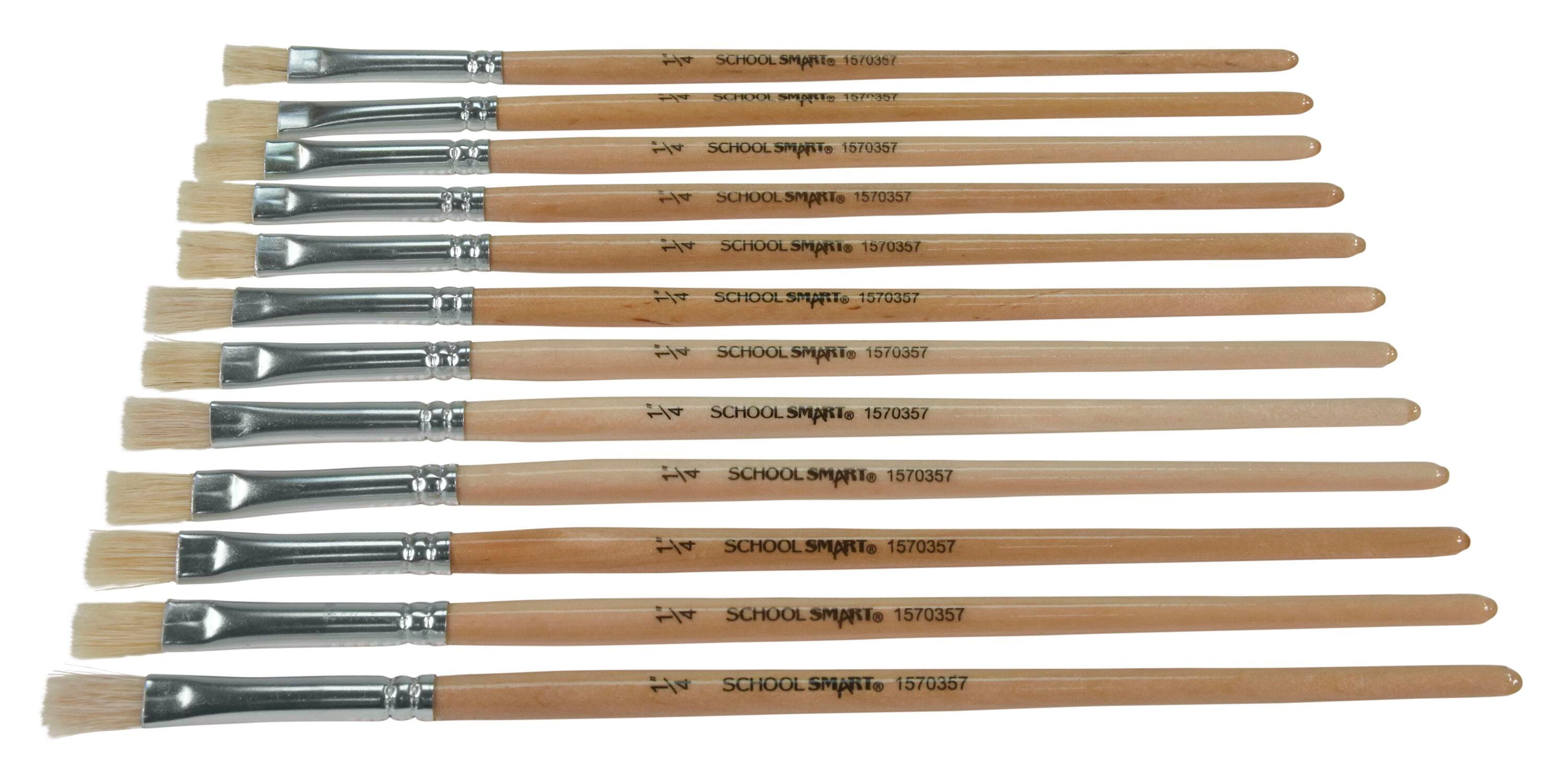 BRUSH WHI BRISTLE SH FLAT 1/4 IN - SCHOOL SMART PACK OF 12