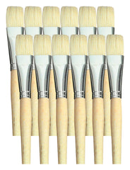 BRUSH WHI BRISTLE SH FLAT 3/4 IN - SCHOOL SMART PACK OF 12