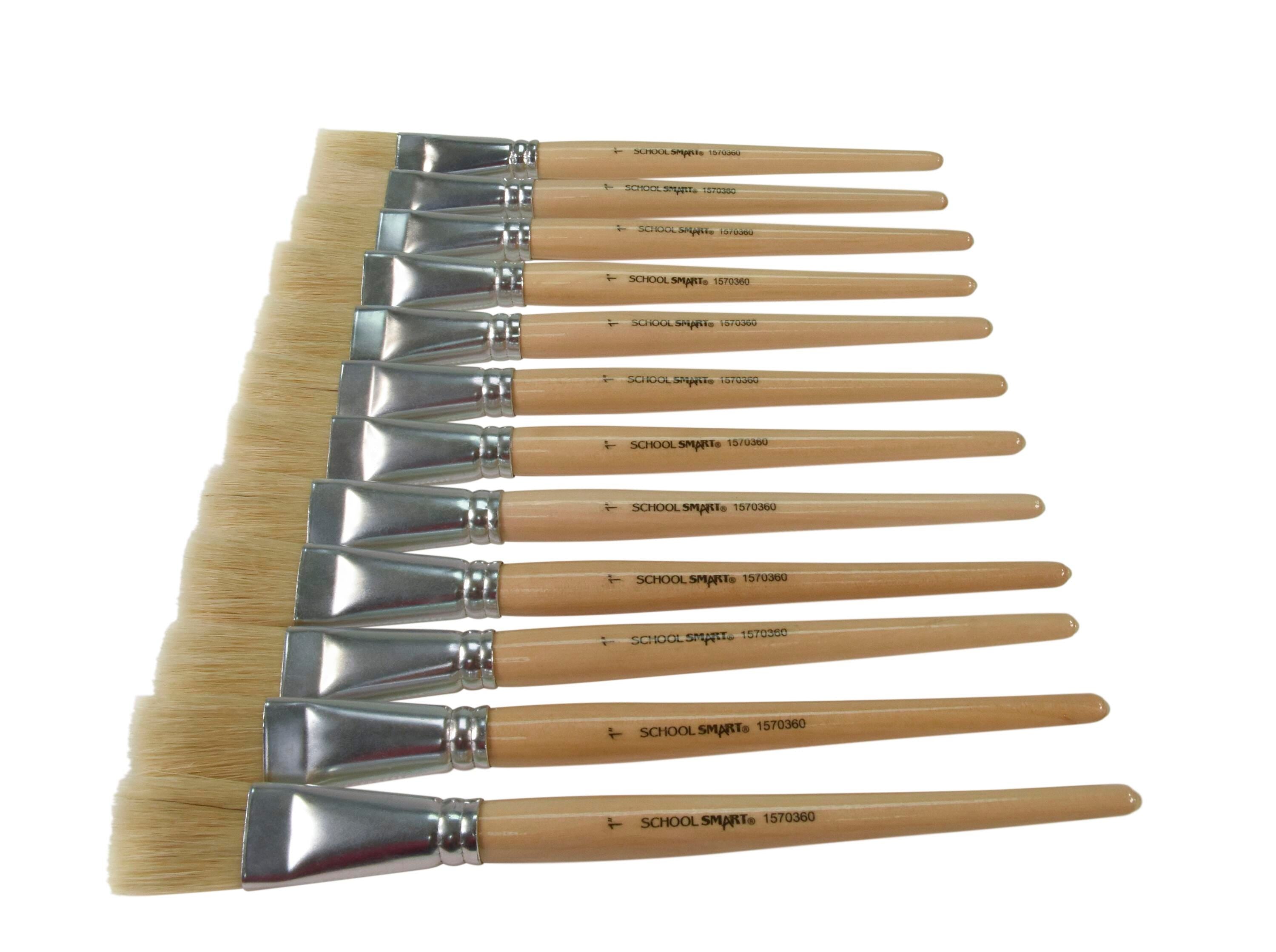 BRUSH WHI BRISTLE SH FLAT 1 IN - SCHOOL SMART PACK OF 12