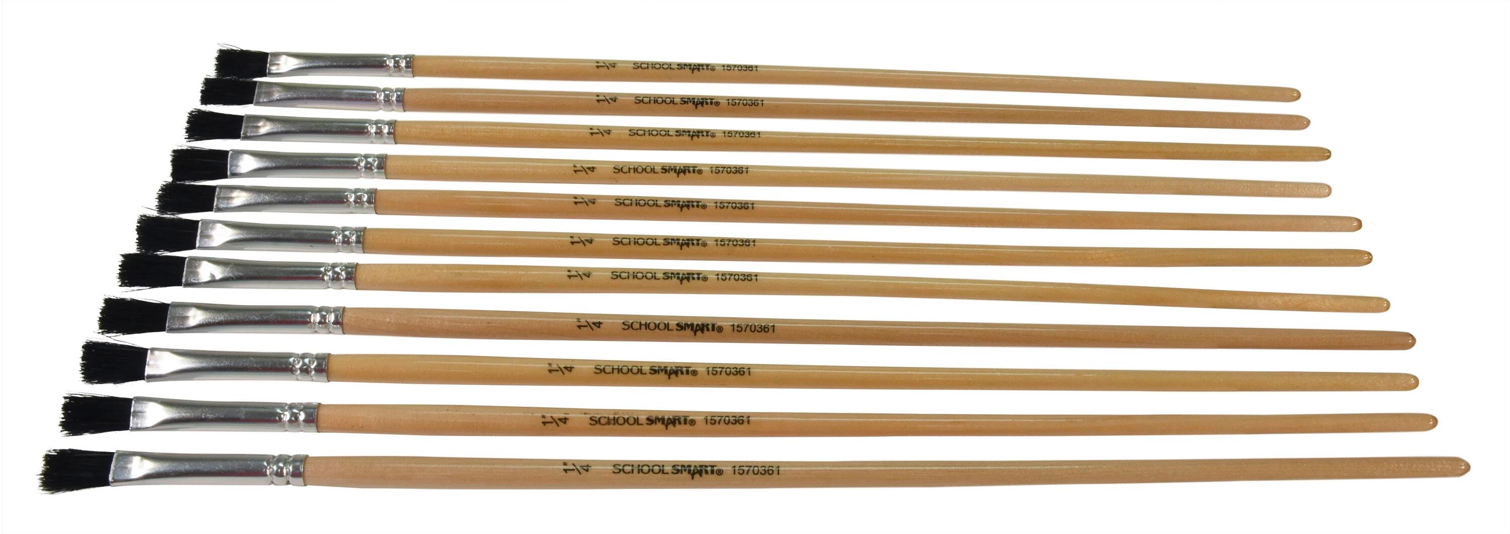 BRUSH BLK BRISTLE LH FLAT 1/4 IN - SCHOOL SMART PACK OF 12