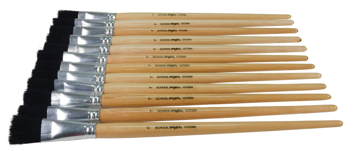 BRUSH BLK BRISTLE LH FLAT 1 IN - SCHOOL SMART PACK OF 12