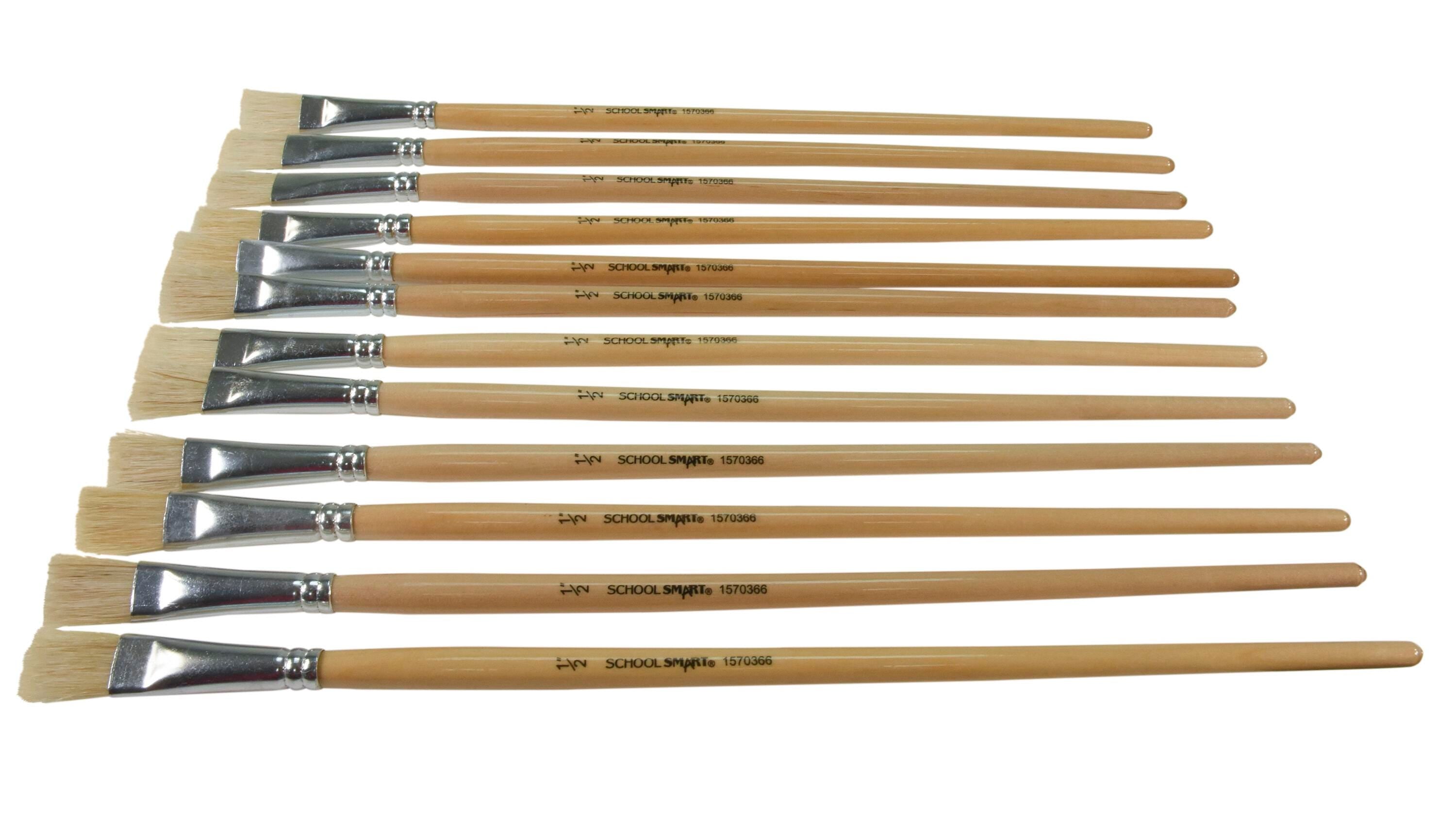 BRUSH WHI BRISTLE LH FLAT 1/2 IN - SCHOOL SMART PACK OF 12