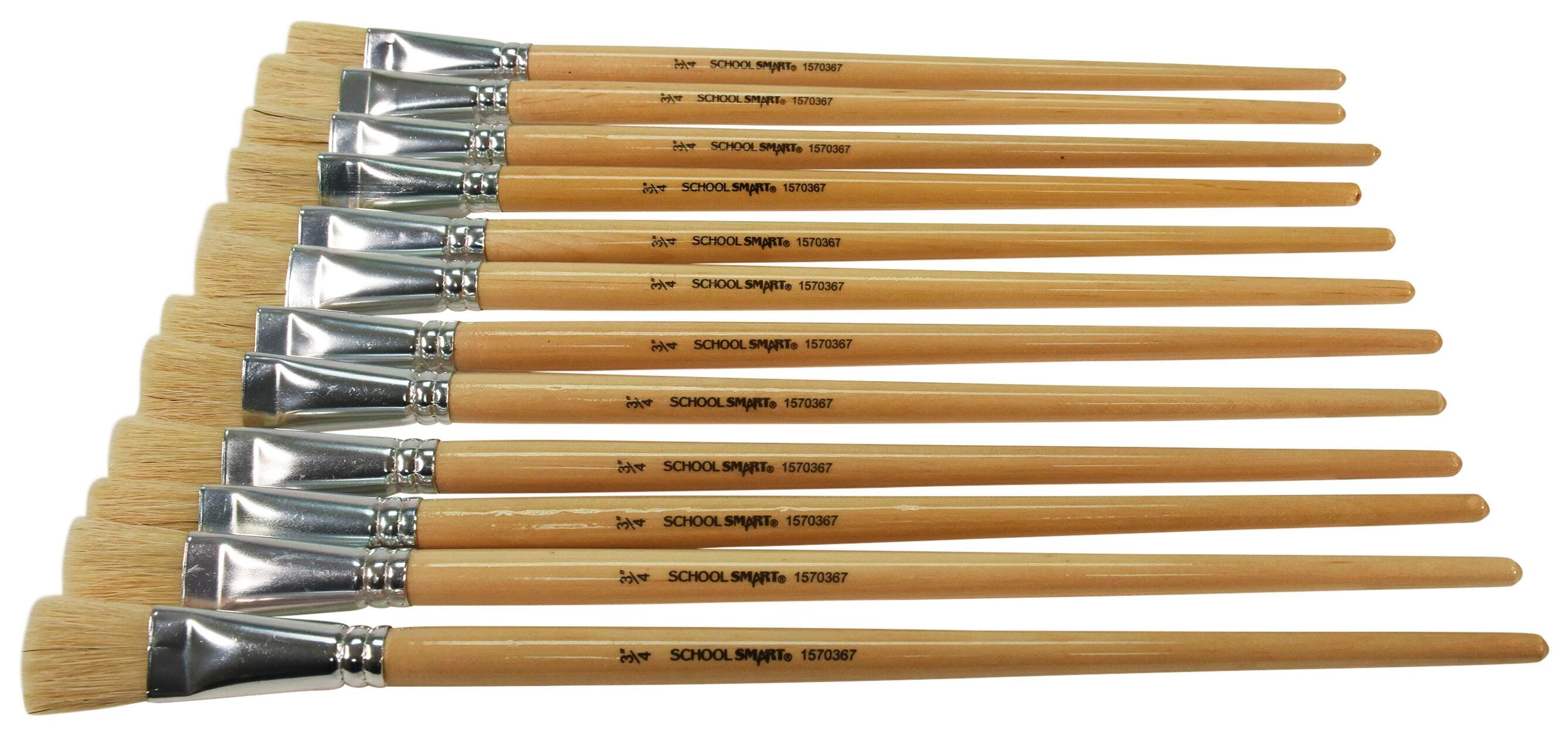 BRUSH WHI BRISTLE LH FLAT 3/4 IN - SCHOOL SMART PACK OF 12