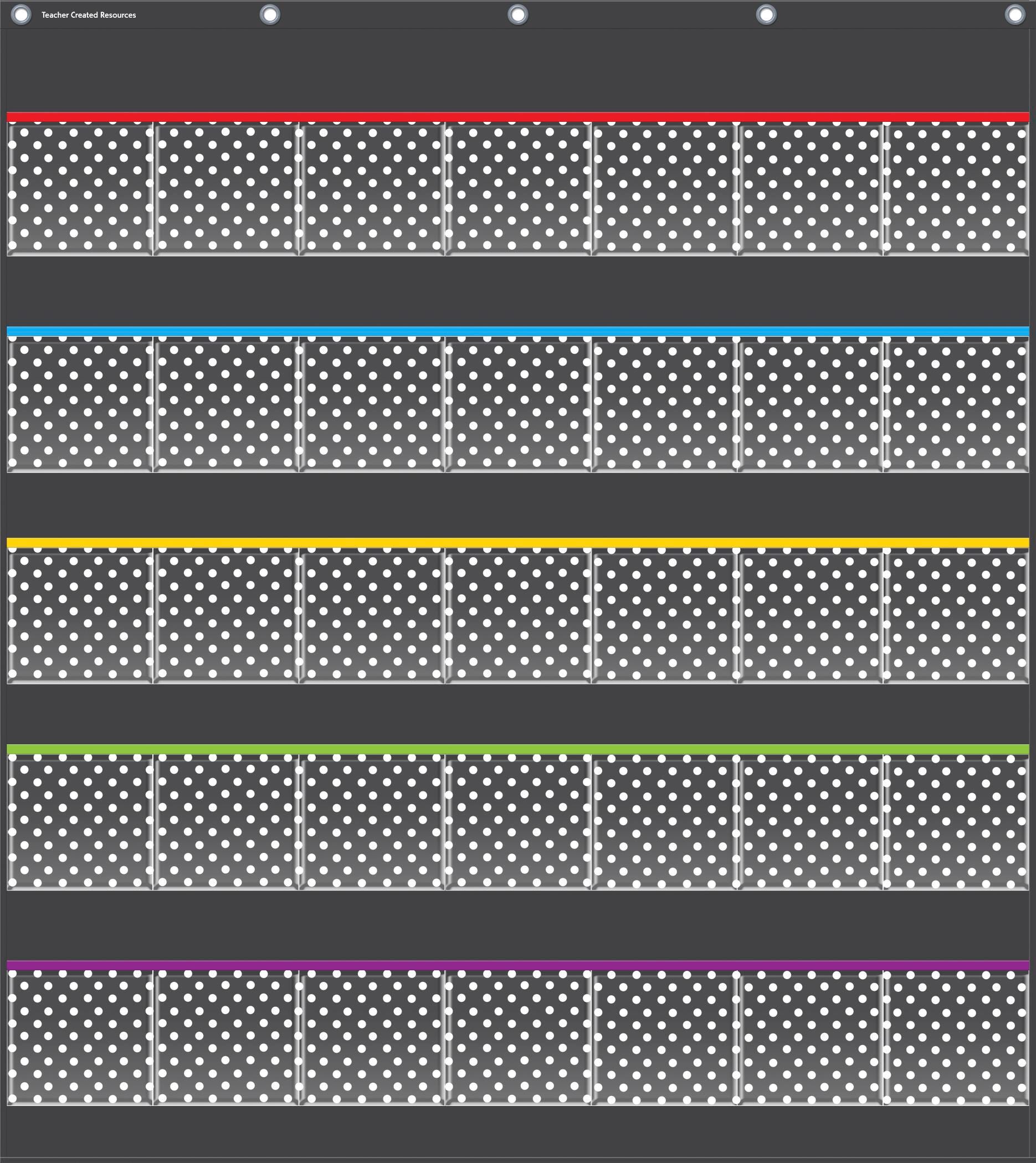 POCKET CHART - BLACK POLKA DOTS STORAGE 32-1/2X36-1/2