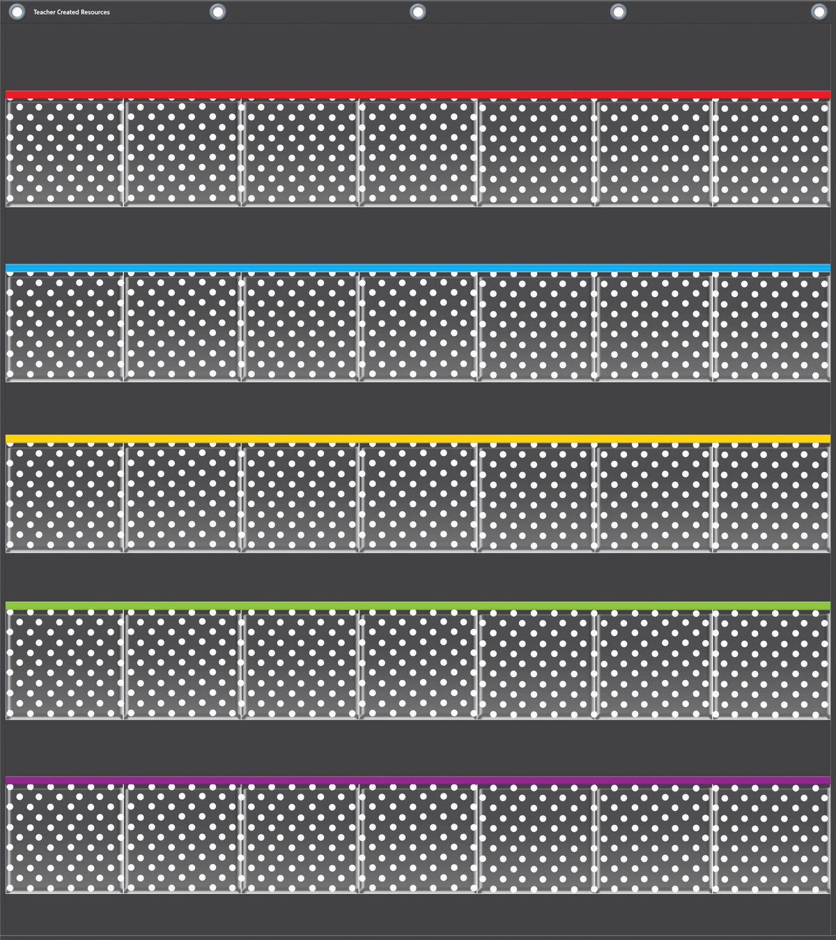 POCKET CHART - BLACK POLKA DOTS STORAGE 32-1/2X36-1/2