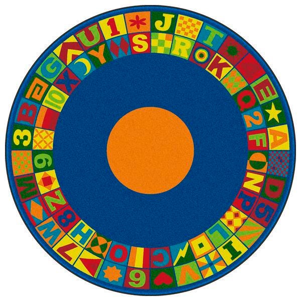 FLAGSHIP CARPETS - FLOORS THAT TEACH - ROUND - 8 FT DIA - PRIMARY COLOR