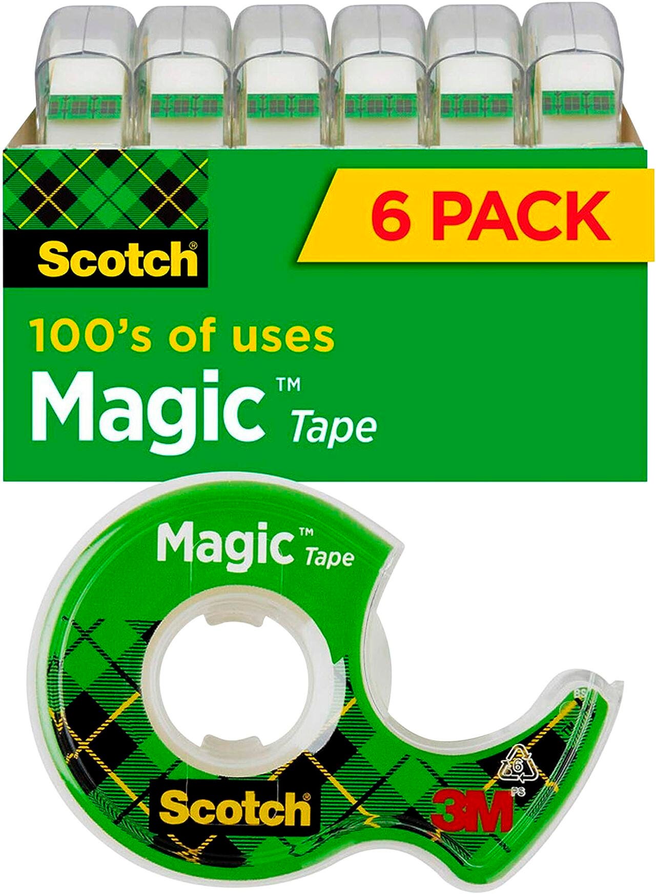 TAPE SCOTCH MAGIC EACH W/DISPR - 0.75 IN X 650 IN - 6 ROLLS