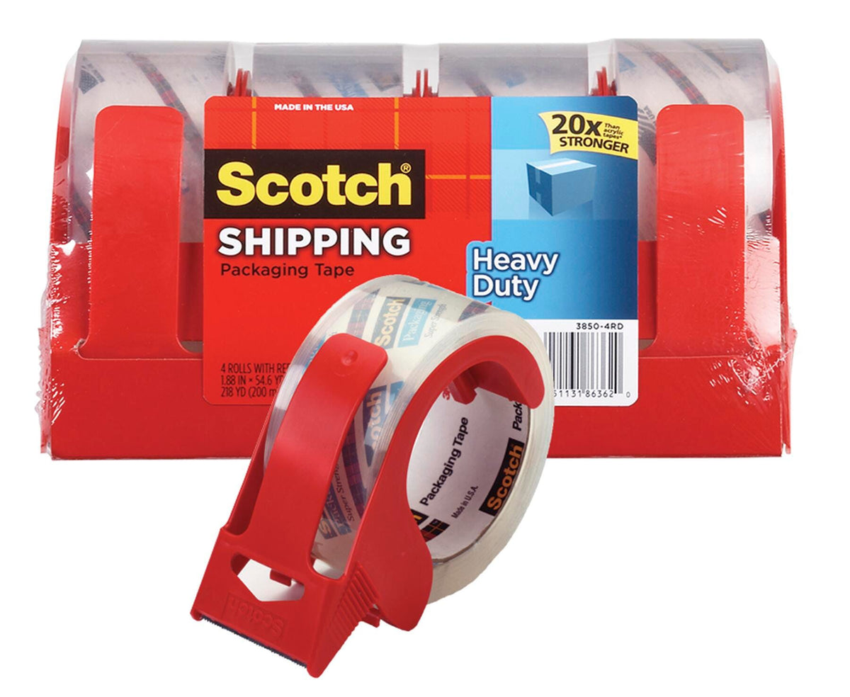 TAPE SCOTCH SHIPPING PACKAGING 1.88 IN X 54.6 YD - 4 ROLLS W/DISPRS
