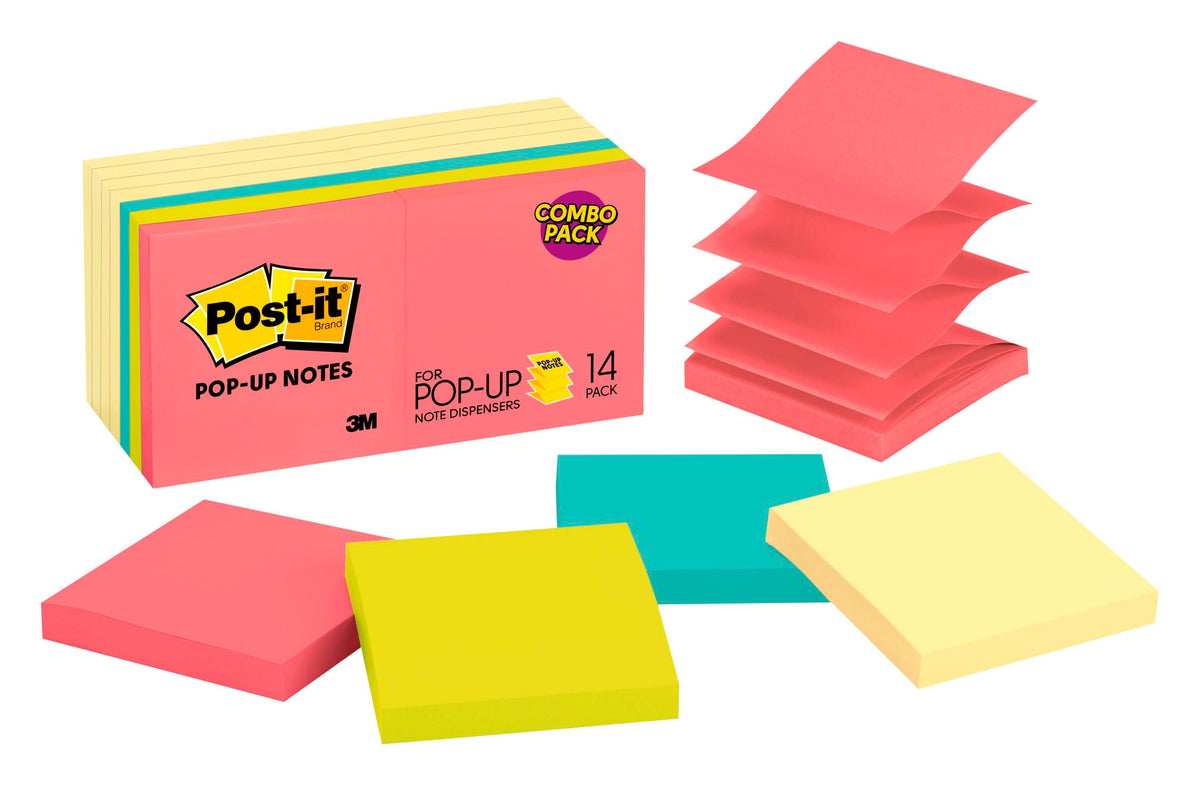 NOTES POST-IT POP UP 3X3 IN YELLOW -POPTIMISTIC 100 SHT/PAD-14 PDS/PK