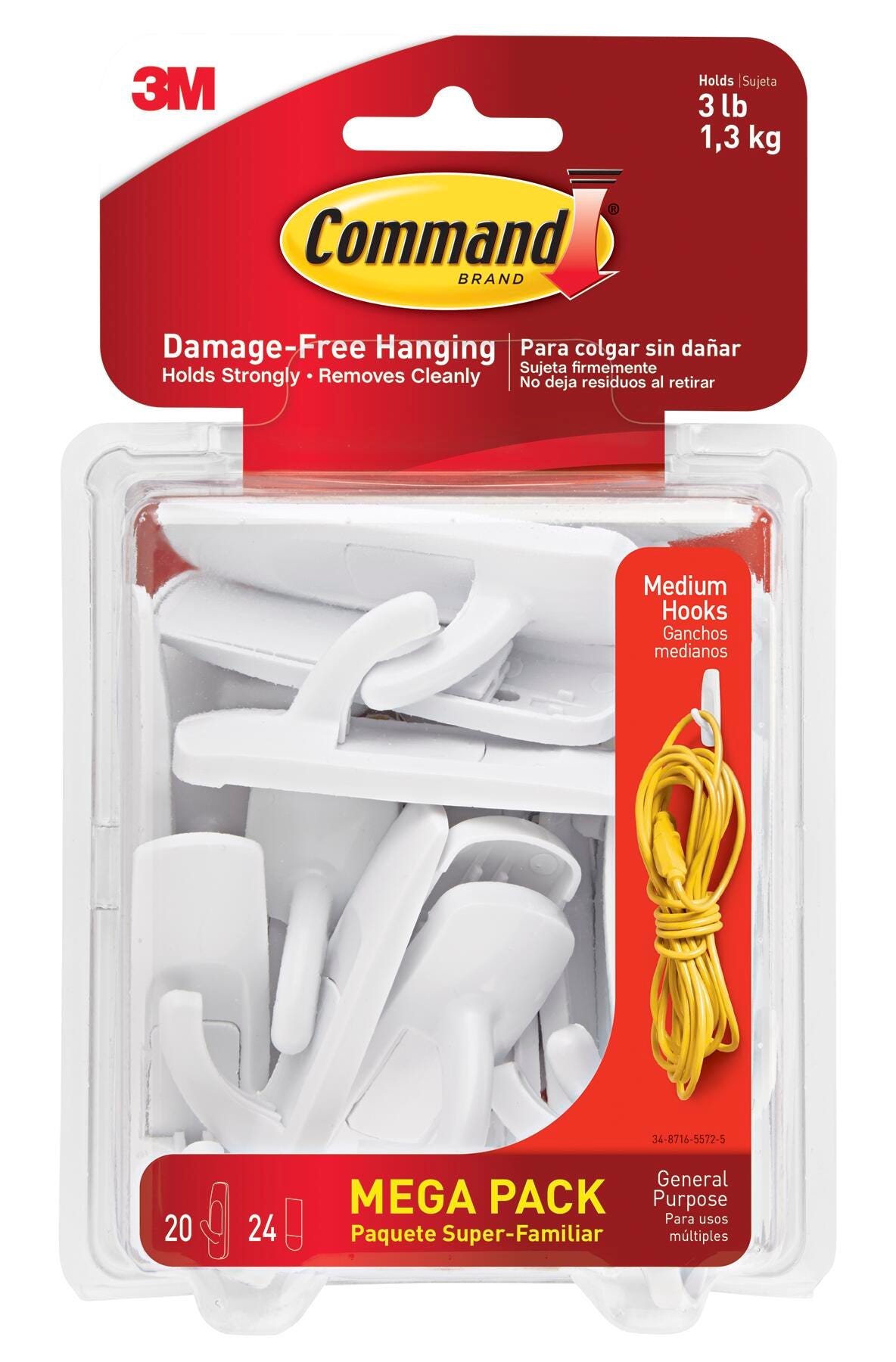COMMAND MED UTILITY HOOKS AND ADHV STRIPS 20 HOOKS 24 STRIPS