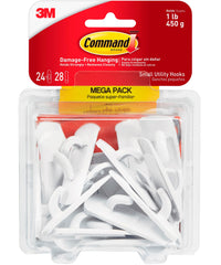 COMMAND SML UTILITY HOOKS AND ADHV STRIPS 24 HOOKS 28 STRIPS