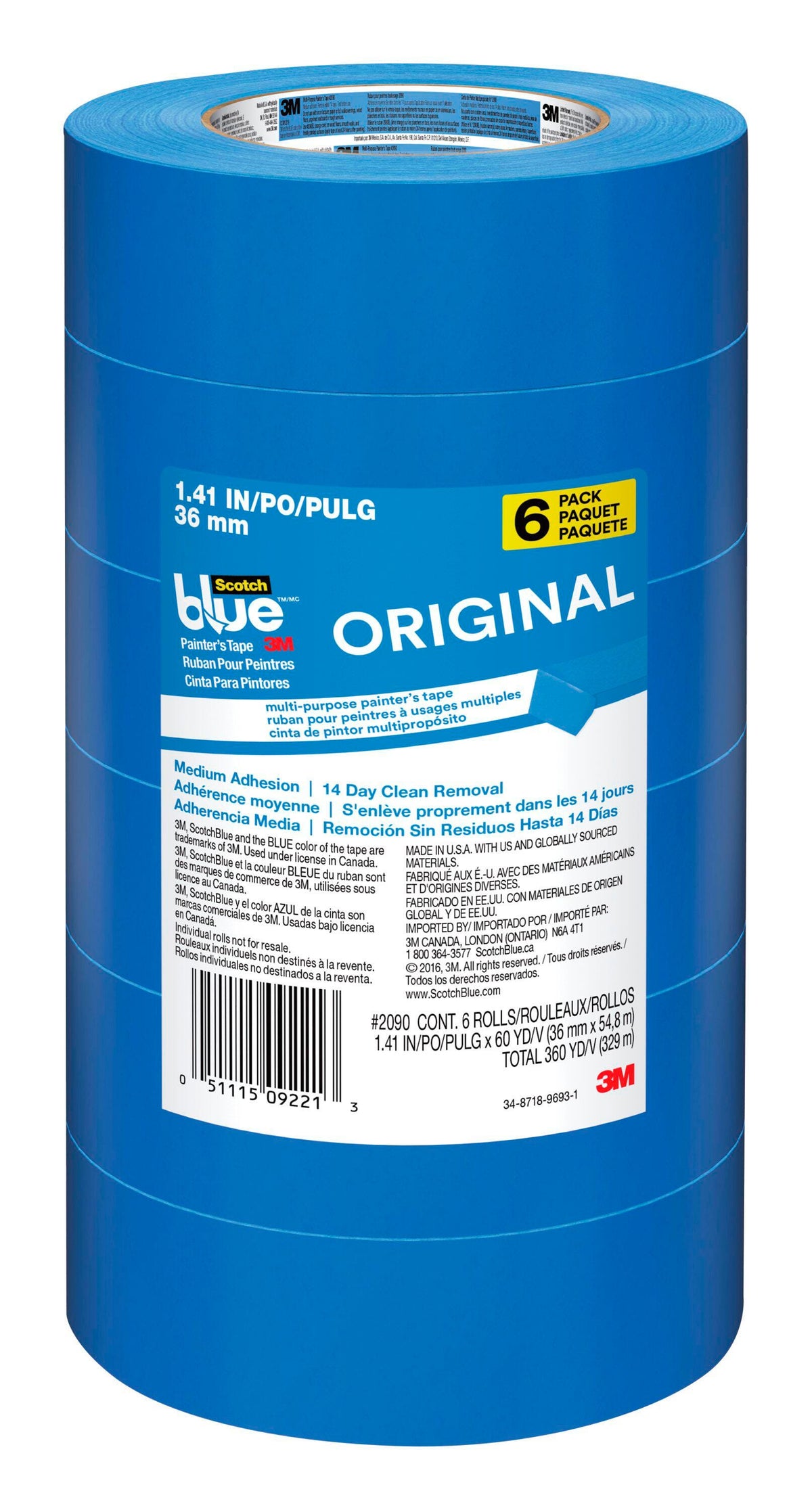 TAPE SCOTCHBLUE PAINTERS 1.41 IN X 60 YD ROLL PACK OF 6