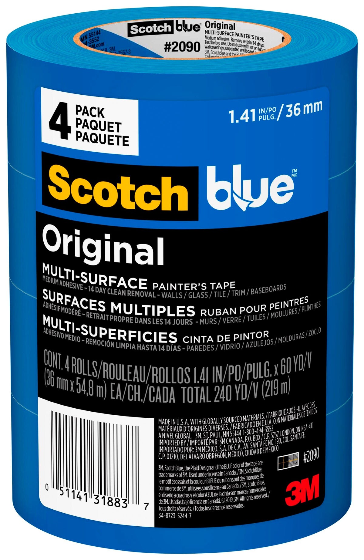 TAPE SCOTCHBLUE PAINTERS 1.41 IN X 60 YD ROLL PACK OF 4