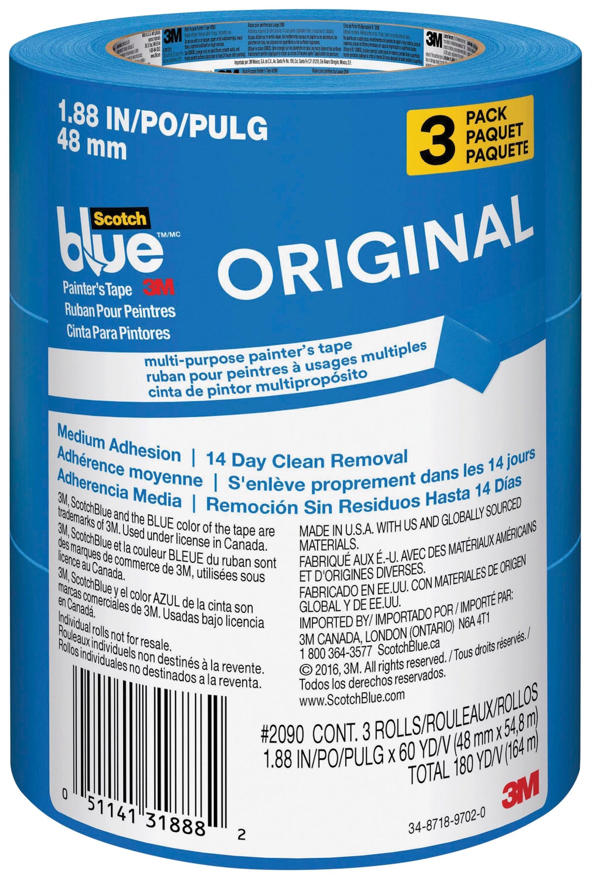 TAPE SCOTCHBLUE PAINTERS 1.88 IN X 60 YD ROLL PACK OF 3