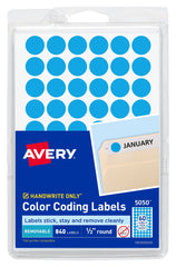LABEL CODING 1/2 IN LT BLUE PK OF 840 AVE5050