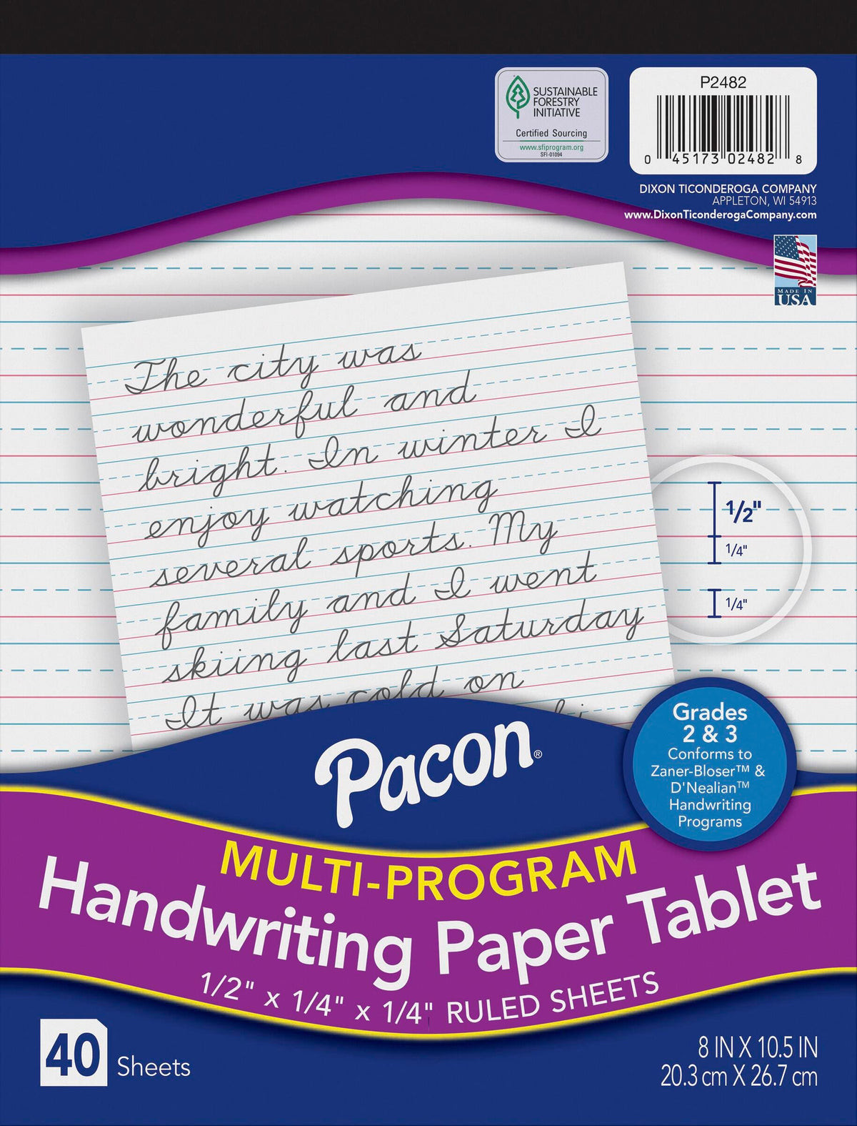 TABLET HANDWRITING PACON 8X10.5 IN GRADE 2-3 40 SHEETS