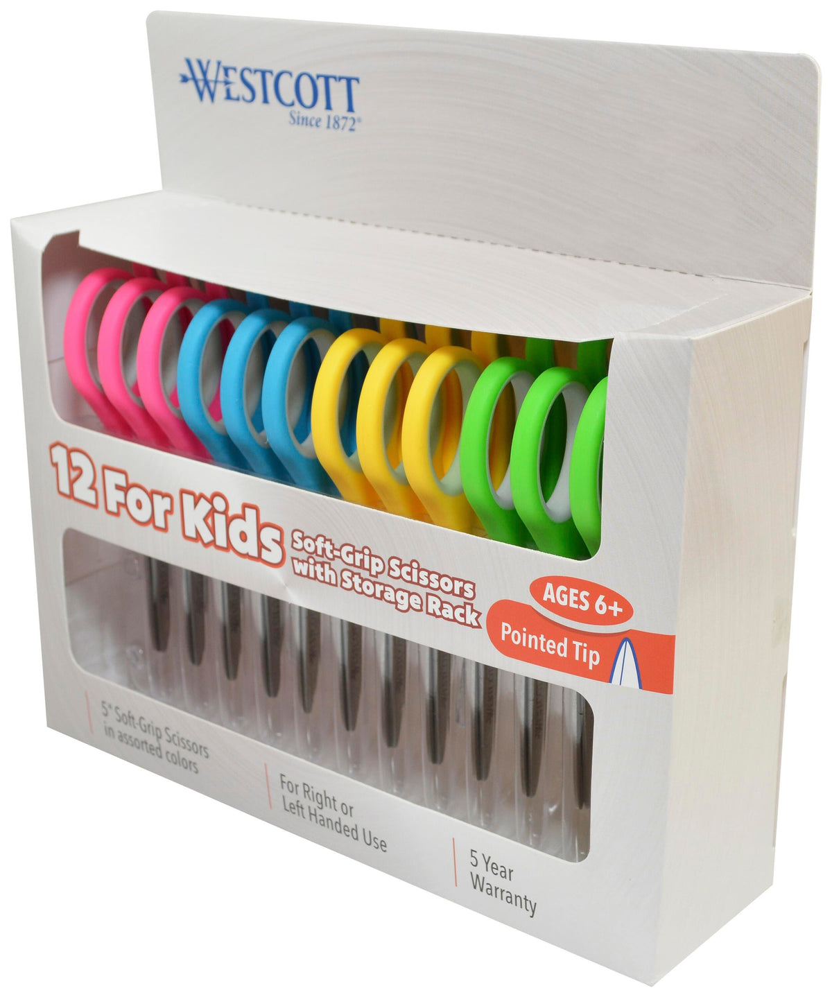 SCISSORS SOFT HANDLE WESTCOTT 5 IN POINTED PACK OF 12