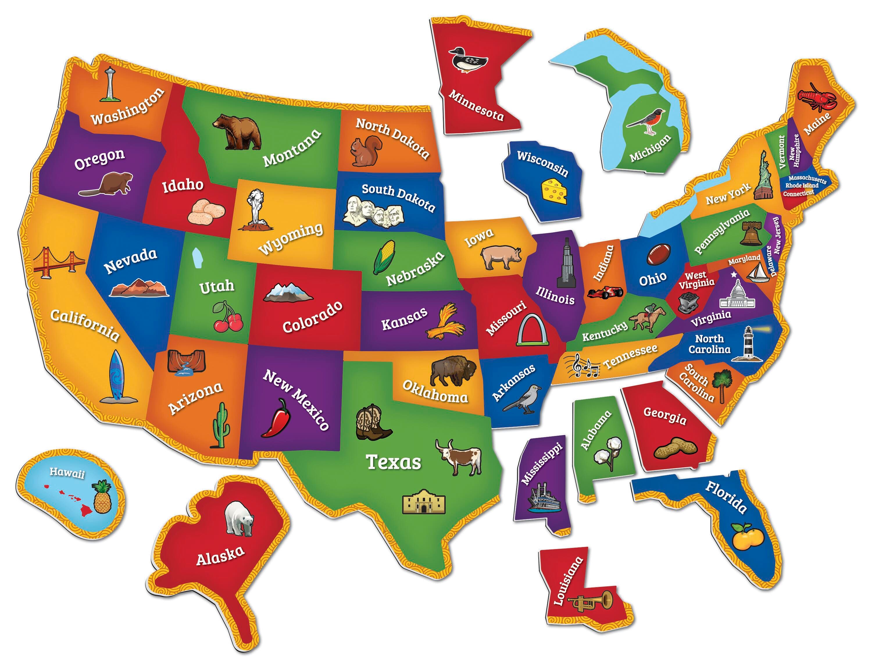 MAGNETIC US MAP PUZZLE - SET OF 44