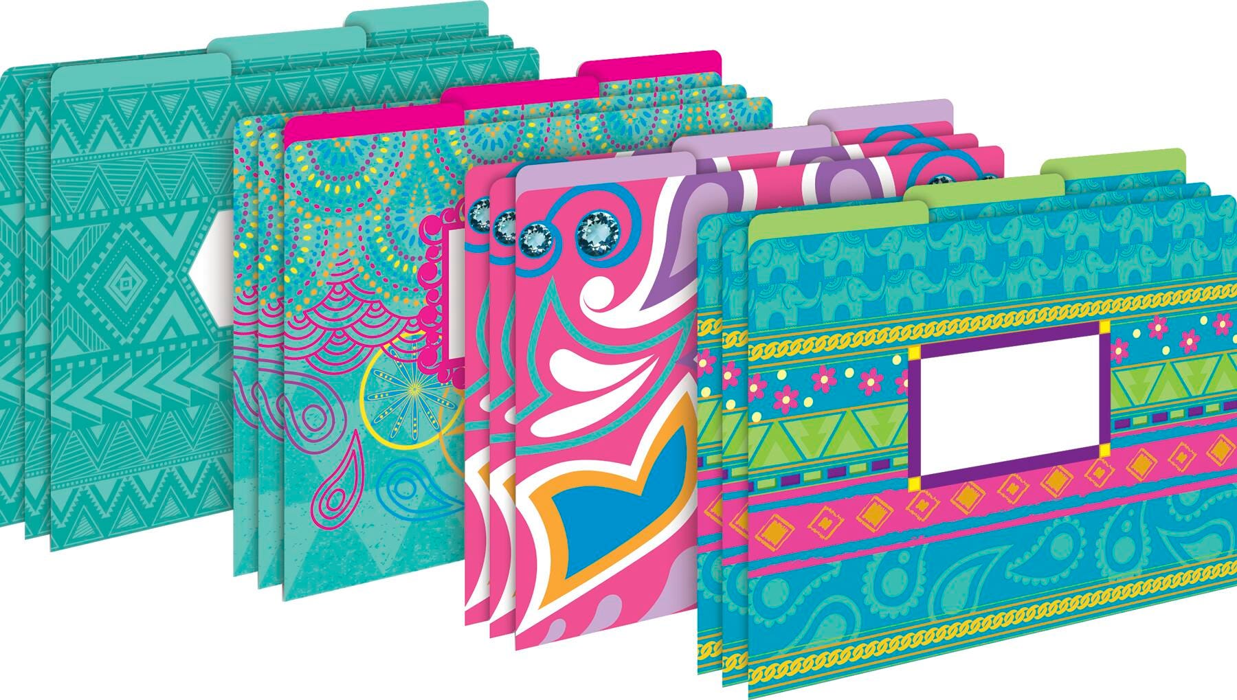 FILE FOLDERS LETTER BOHEMIAN MULTI-DESIGN SET OF 12