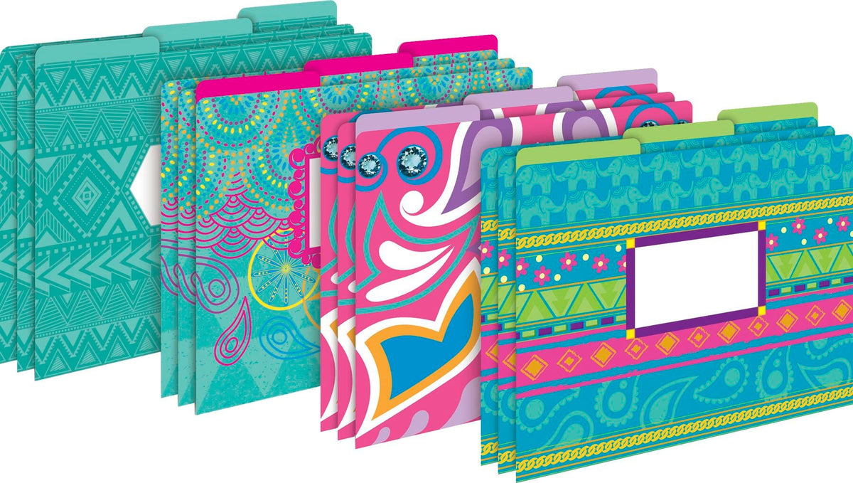FILE FOLDERS LETTER BOHEMIAN MULTI-DESIGN SET OF 12