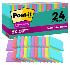 NOTES POST-IT SUPER STICKY SUPERNOVA NEON 3X3 24 PADS 70 SHEETS/PAD