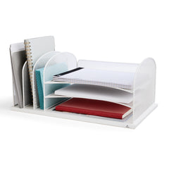 -ORGANIZER - SAFCO - ONYX ORGANIZER - THREE HORIZONTAL SECTIONS - THREE UPRIGHT SECTIONS - 19-1/2 W X 11-1/2 D X 8-1/4 H IN - WHITE COLOR