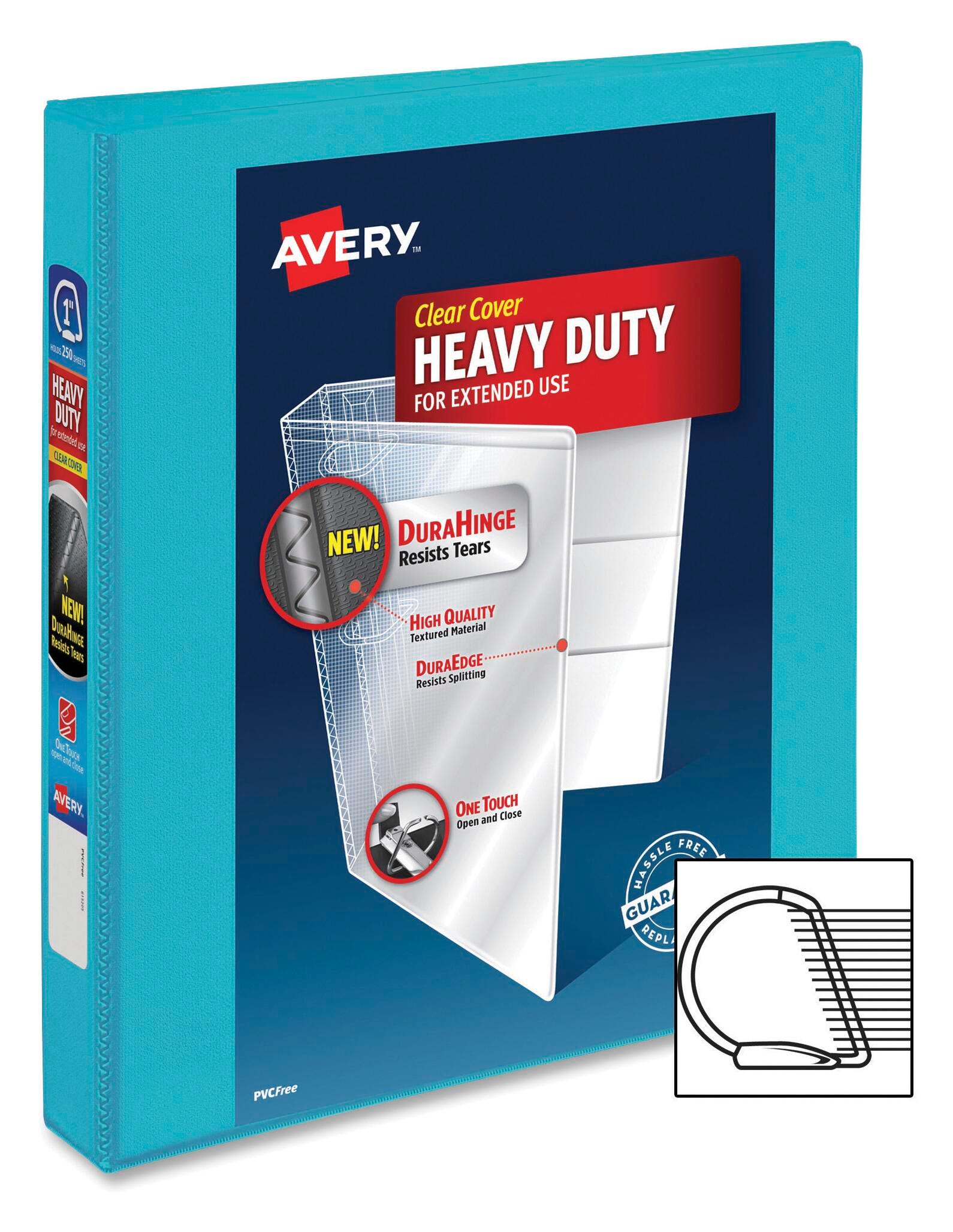 BINDER VIEW AVERY 1 IN SLANT RING AQUA AVE17295