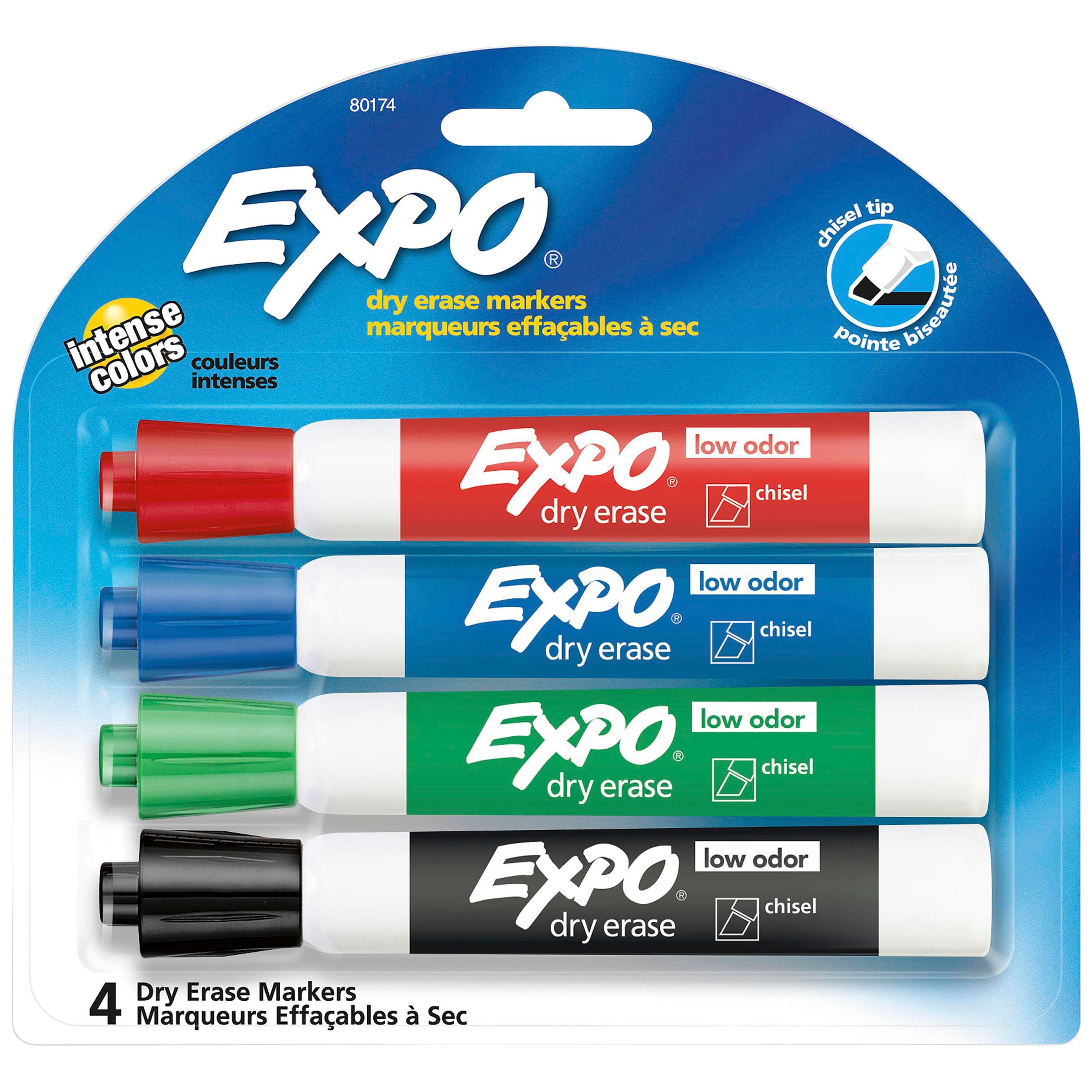 MARKER DRY ERASE EXPO LOW ODOR CHISEL ASST SET OF 4