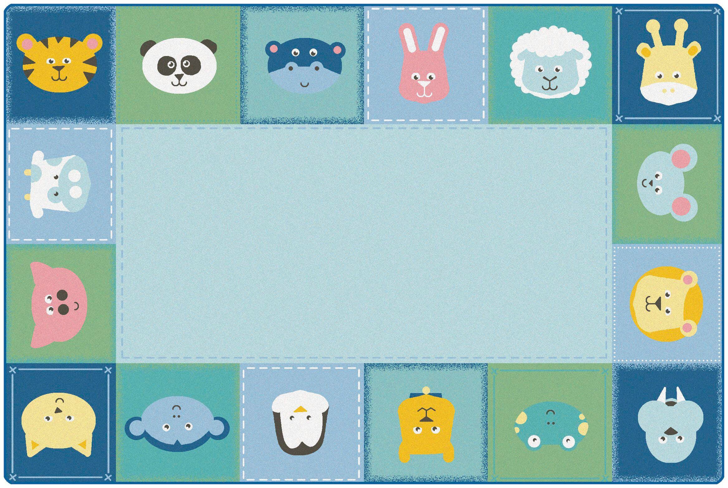 CARPETS FOR KIDS - KIDSOFT BABY ANIMALS BORDER - 4 FT X 6 FT RECTANGLE