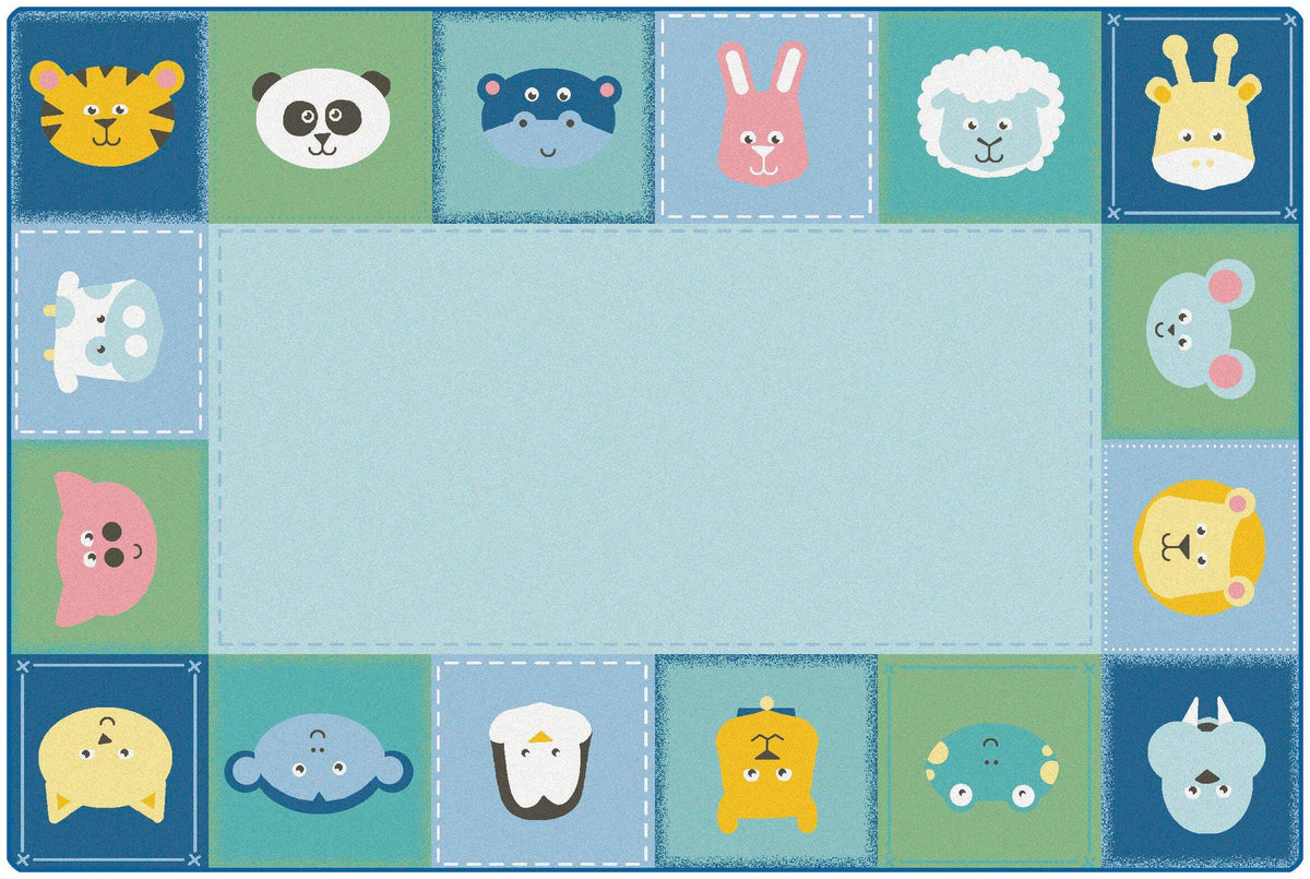 CARPETS FOR KIDS - KIDSOFT BABY ANIMALS BORDER - 4 FT X 6 FT RECTANGLE