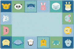 CARPETS FOR KIDS - KIDSOFT BABY ANIMALS BORDER - 4 FT X 6 FT RECTANGLE