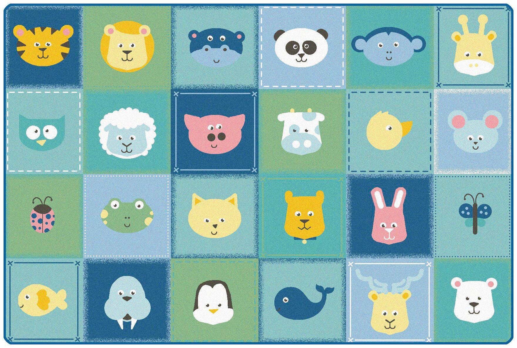 CARPETS FOR KIDS - KIDSOFT ANIMAL PATCHWORK - 4 FT X 6 FT RECTANGLE - CONTEMPORARY