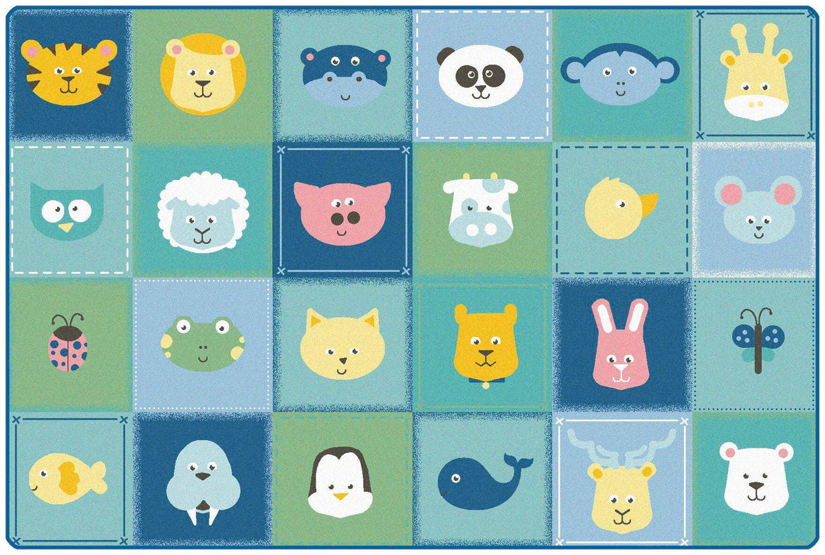 CARPETS FOR KIDS - KIDSOFT ANIMAL PATCHWORK - 4 FT X 6 FT RECTANGLE - CONTEMPORARY
