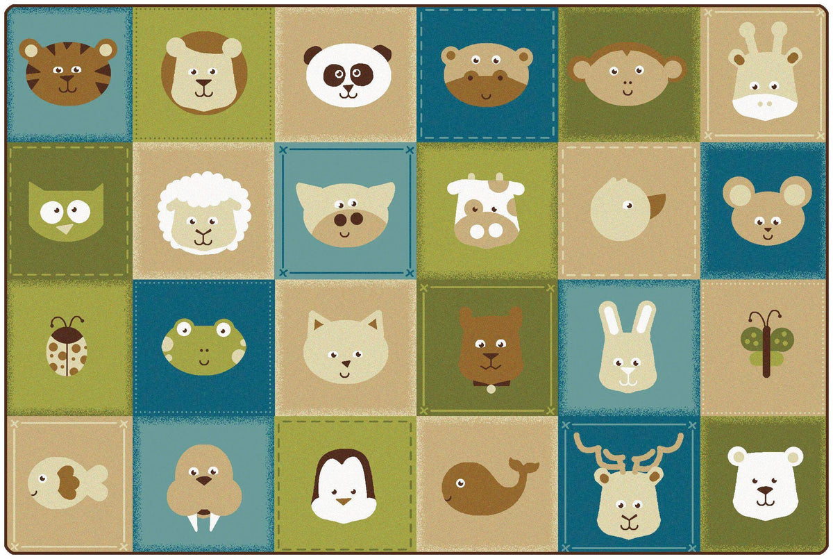 CARPETS FOR KIDS - KIDSOFT ANIMAL PATCHWORK - 4 FT X 6 FT RECTANGLE - NATURE