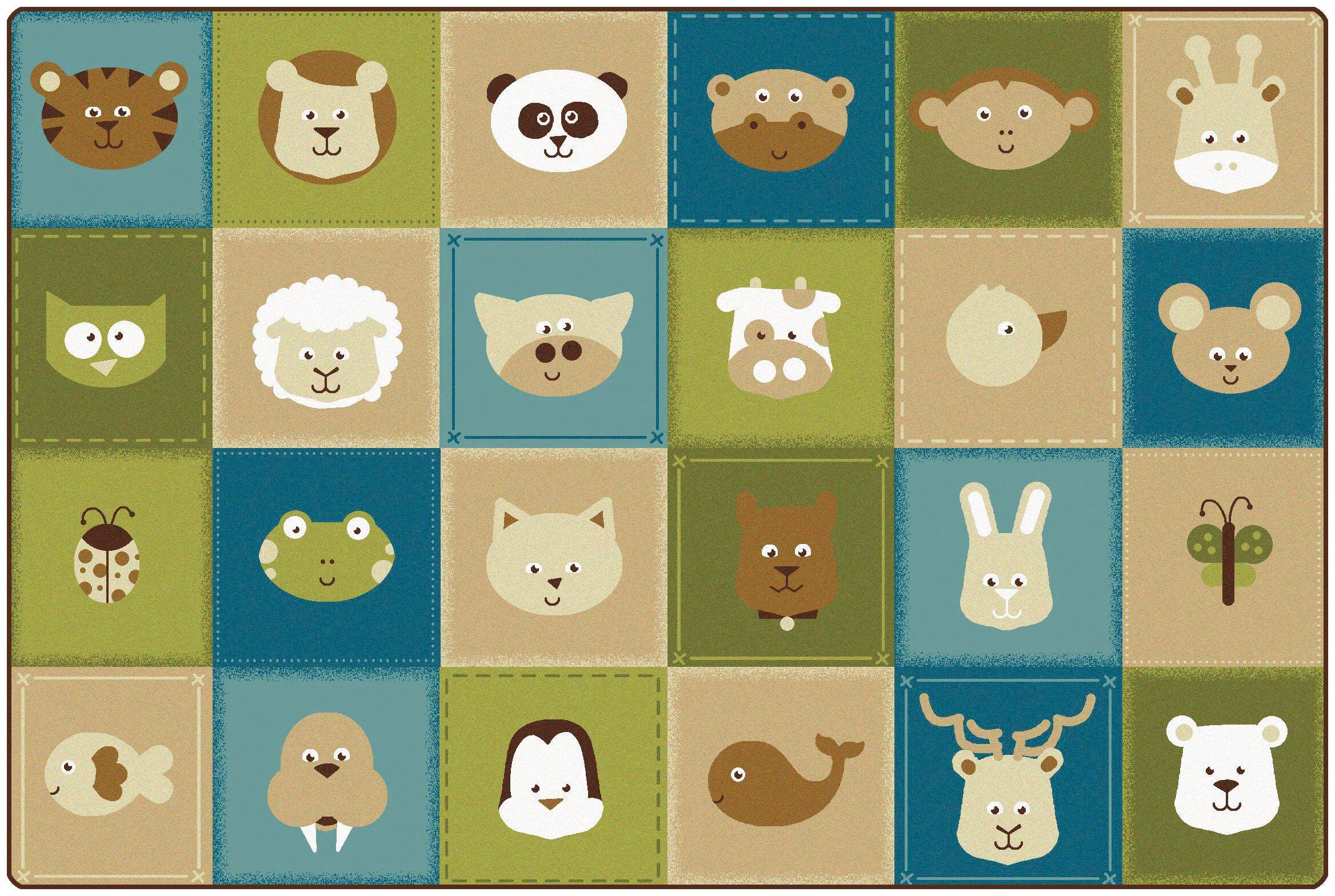 CARPETS FOR KIDS - KIDSOFT ANIMAL PATCHWORK - 6 FT X 9 FT RECTANGLE - NATURE