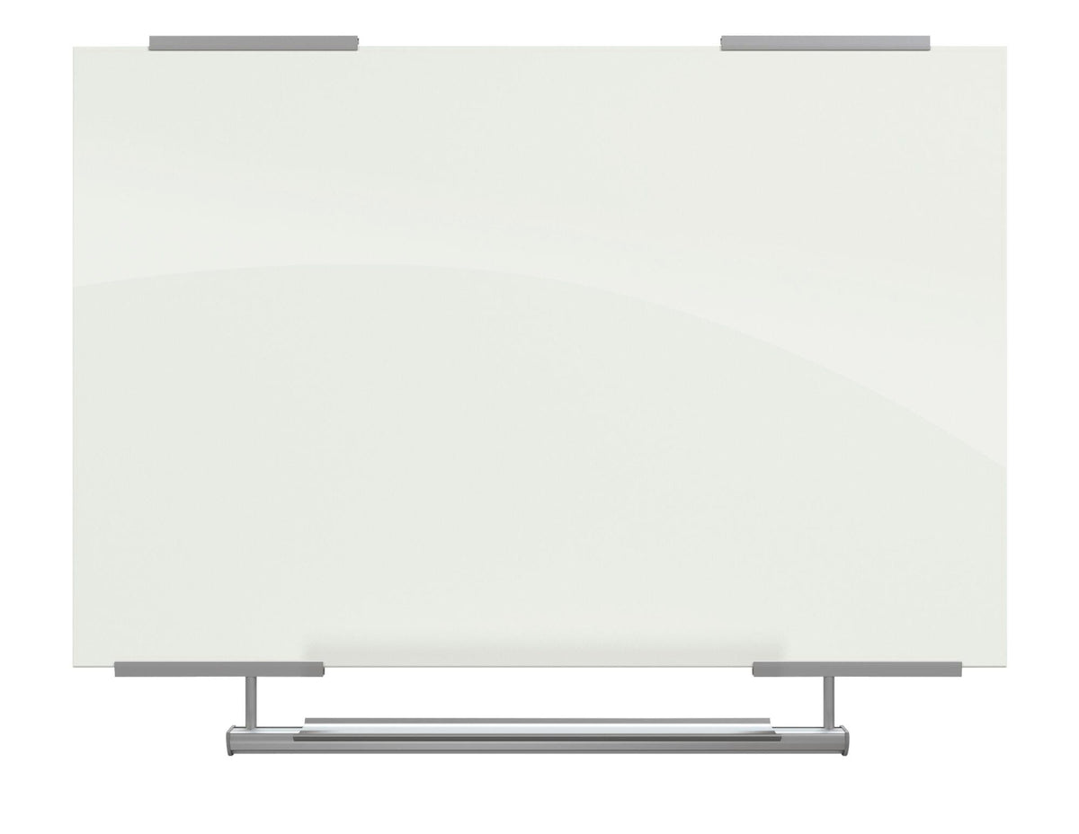MARKERBOARD - MOORECO VISIONARY MAGNETIC GLASS MARKERBOARD WITH EXO TRAY SYSTEM - 2 X 3 FT - GLOSS WHITE