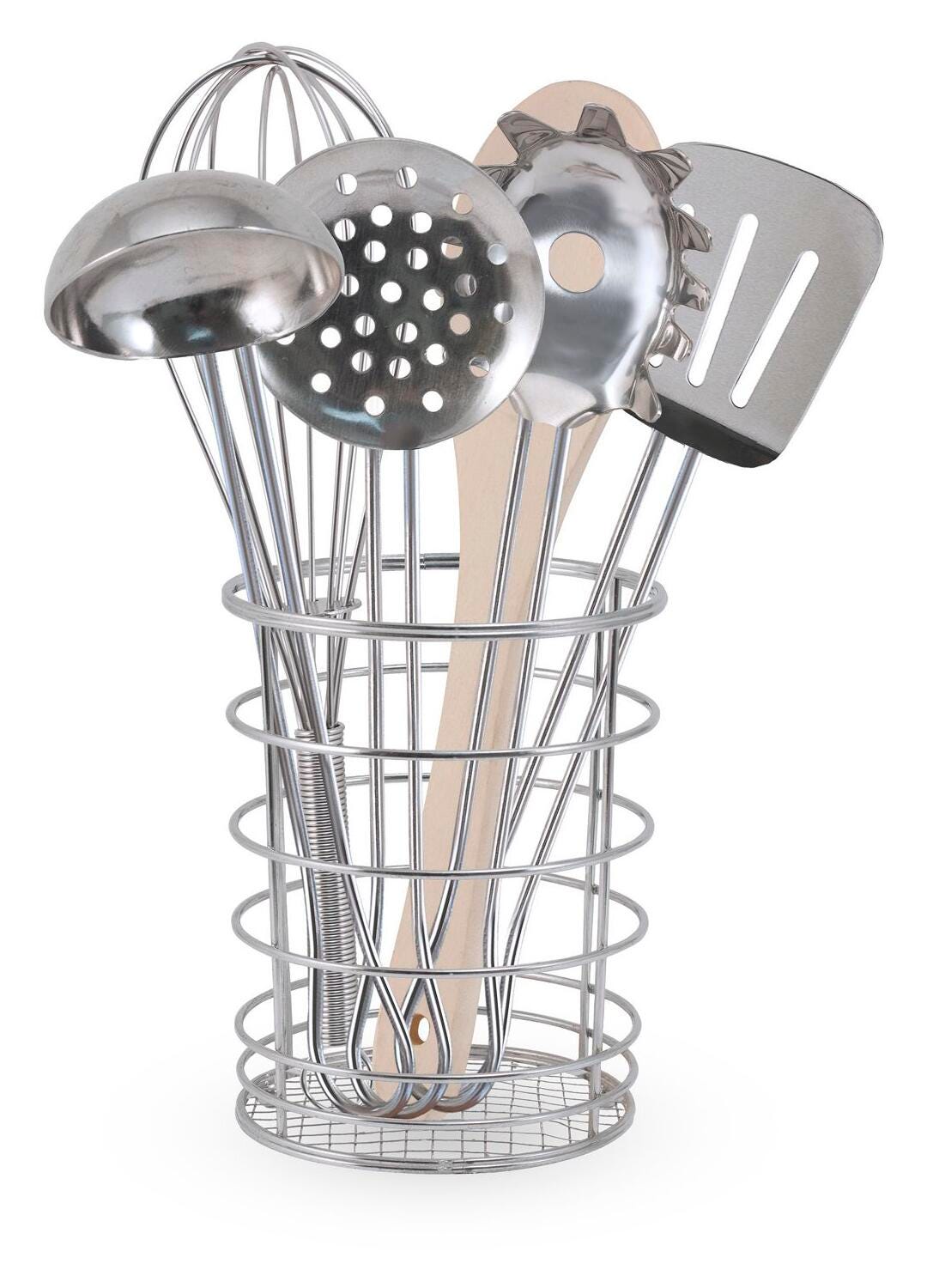 STIR AND SERVE COOKING UTENSILS WITH HOLDER - SET OF 7