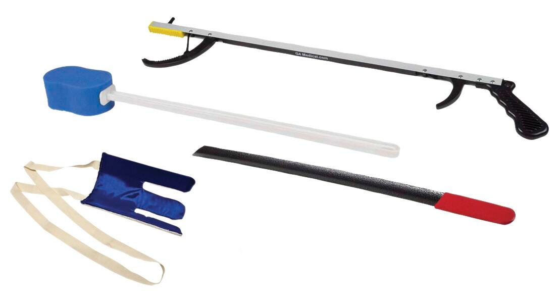 HIP KIT #2- 32 IN REACHER SOCK AND STOCKING AID 24 IN METAL SHOE HORN CONTOURED SPONGE