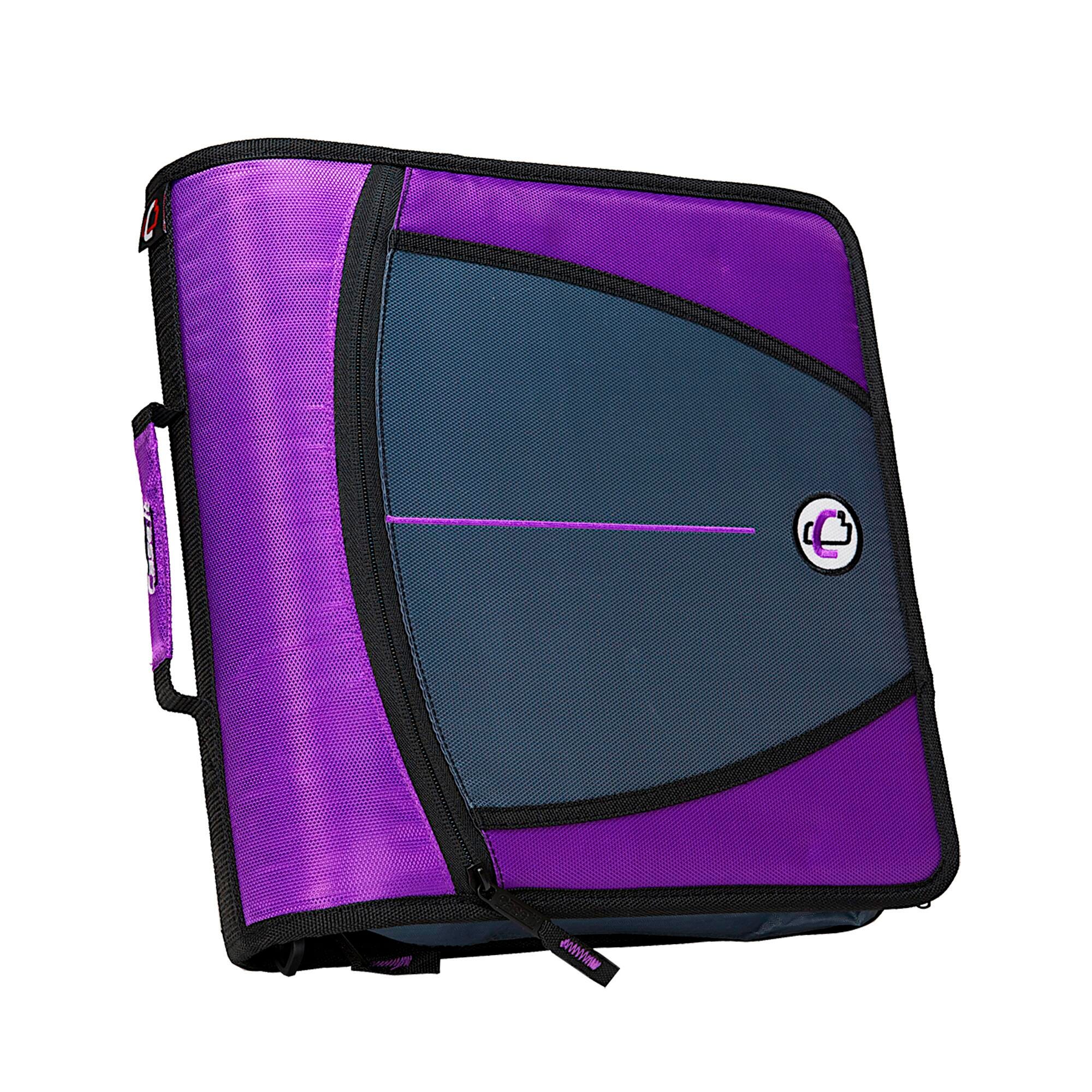 BINDER ZIPPER O-RING W/TABS 3IN DEEP PURPLE