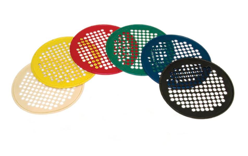 CANDO HAND EXERCISE WEB - LATEX FREE - 7IN DIAMETER - TAN- YELLOW- RED- GREEN- BLUE- BLACK - SET OF 6