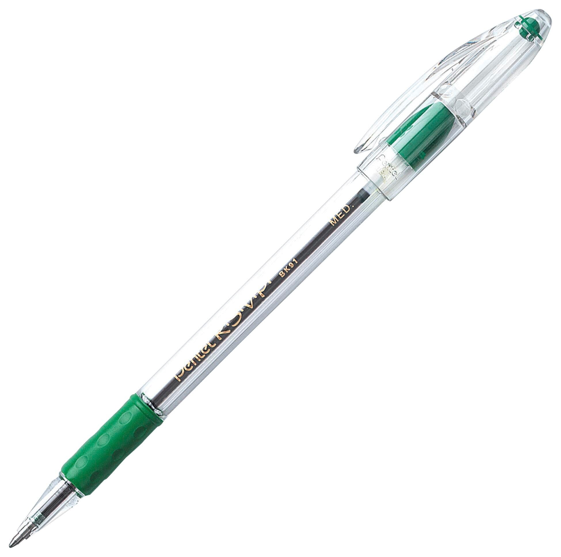PEN BALLPOINT RSVP MEDIUM 1.0MM GREEN PACK OF 12