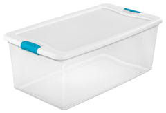 BOX STORAGE W/LATCHES 106 QT CLEAR EA
