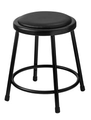 STOOL - NATIONAL PUBLIC SEATING HEAVY DUTY STEEL STOOL - VINYL PADDED INSET - 18 IN FIXED HEIGHT - BLACK