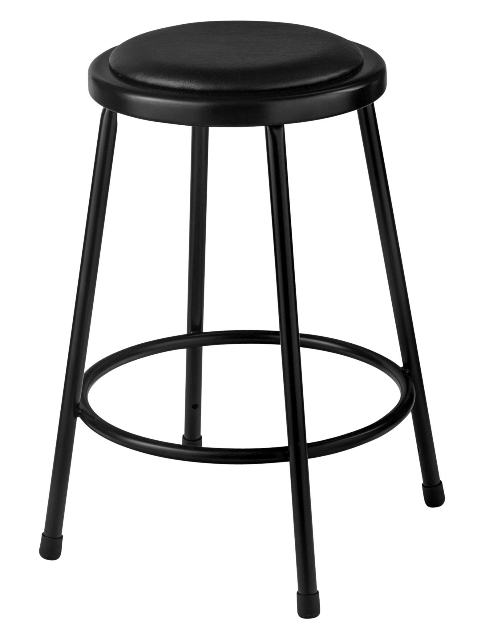 STOOL - NATIONAL PUBLIC SEATING HEAVY DUTY STEEL STOOL - VINYL PADDED INSET - 24 IN FIXED HEIGHT - BLACK