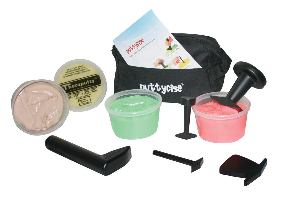 PUTTYCISE THERAPUTTY SET - EASY - 5 TOOLS AND 4 1LB EXERCISE PUTTIES- SET OF 9