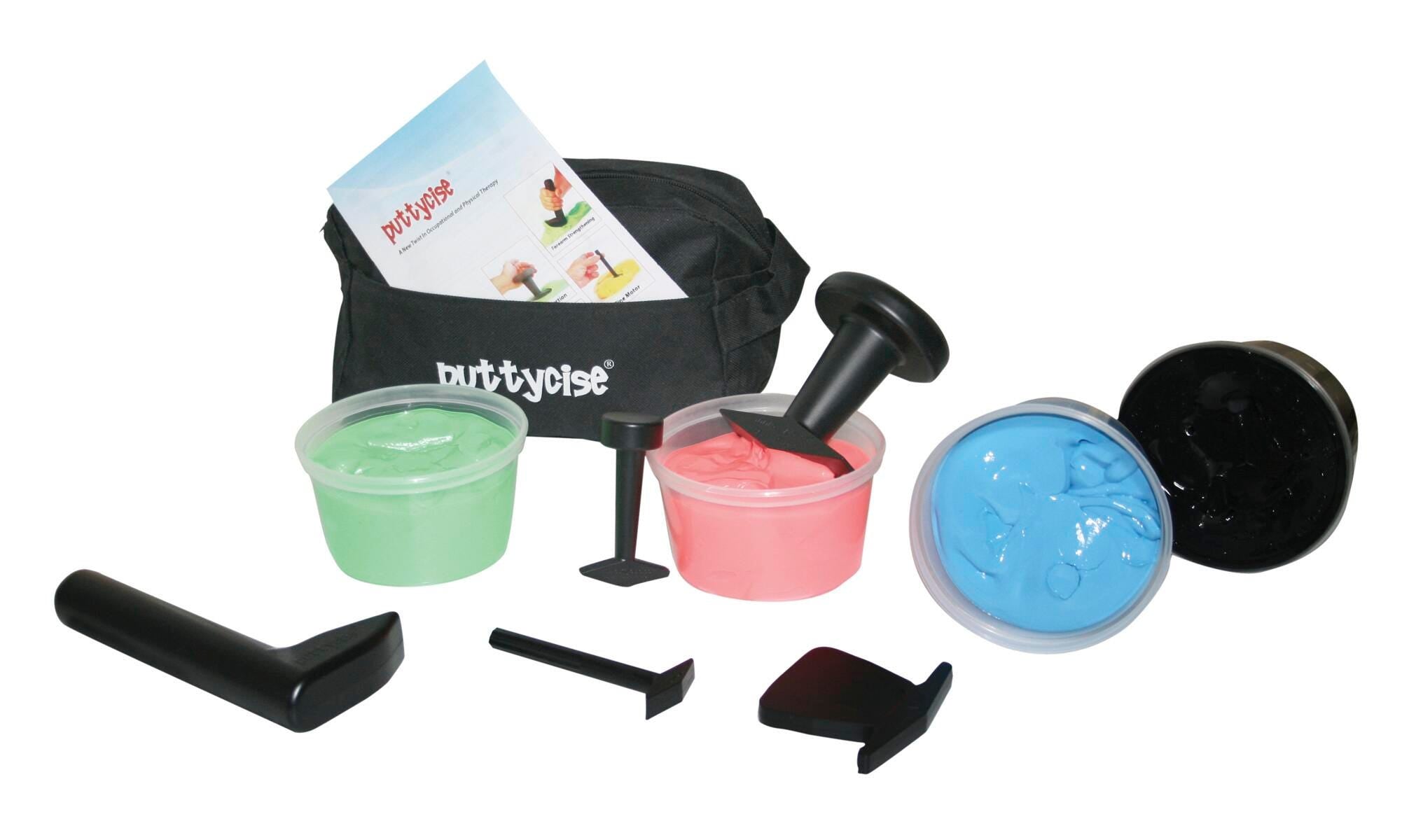 PUTTYCISE THERAPUTTY SET - HARD - 5 TOOLS AND 4 1LB EXERCISE PUTTIES- SET OF 9