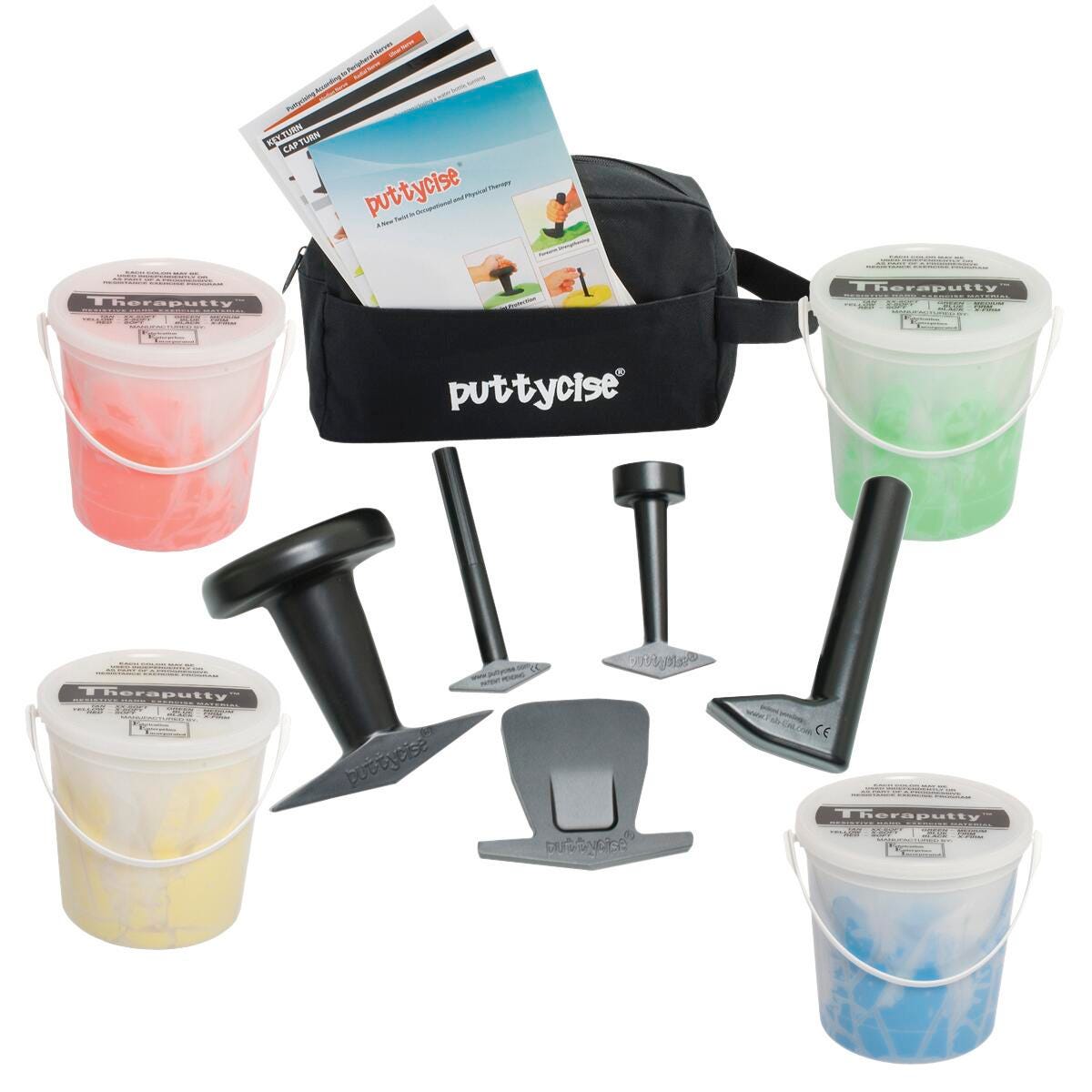 PUTTYCISE THERAPUTTY SET - MEDIUM - 5 TOOLS AND 4 5LB EXERCISE PUTTIES- SET OF 9